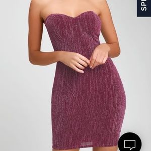 Strapless Plum Sparkle Dress